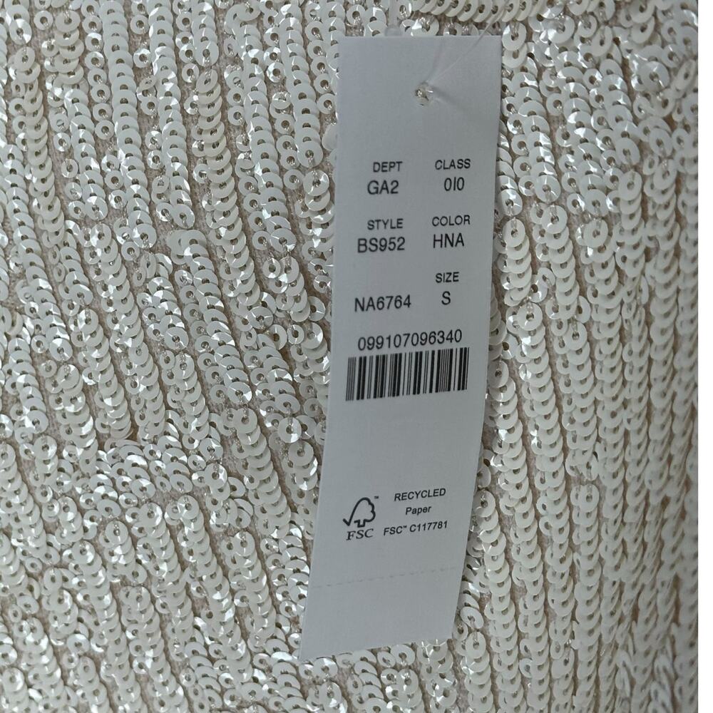 J. CREW COLLECTION Cream Sequin Cropped Sleeveless Blouse Tank Top Size S NWT - Picture 5 of 9
